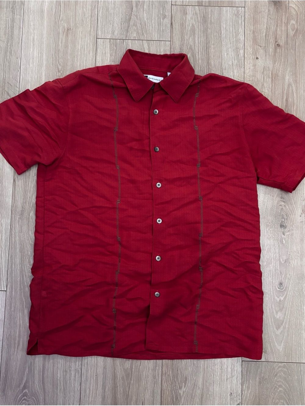 Men's Short-Sleeve Button-Up Shirt - Red